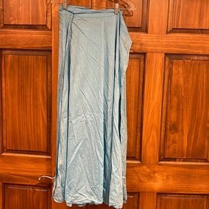 Soleil de Mer silk and cotton wrap cover up skirt one size sky blue